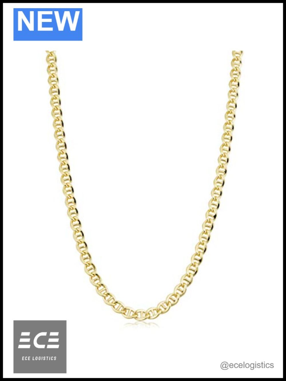 14k Yellow Gold Filled Mariner Link Chain Necklace Unisex Lobster Clasp